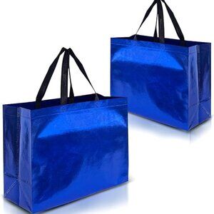 BLUE Gift Bags Extra Large Size –Set of 12 Reusable White Gift Bags With Handles